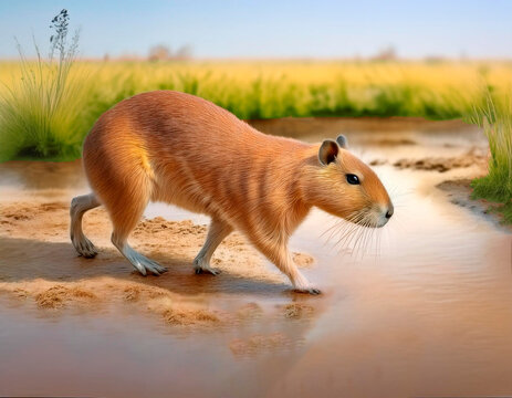Chig&uuml;iro el  roedor m&aacute;s grande de Am&eacute;rica en los pantanos de llano.