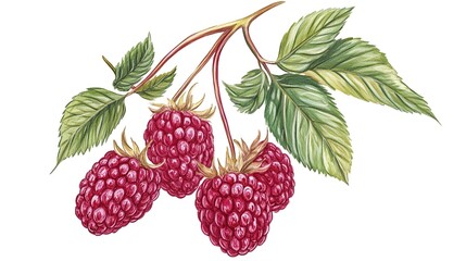 A cartoon-style illustration of raspberry tea, designed for a menu, featuring vibrant colors and a playful, whimsical aesthetic, perfect for showcasing a refreshing beverage.