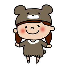 Obraz premium くまの格好をした子供