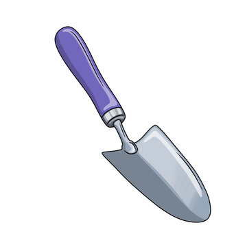 recommend clip art: Construction or gardening shovel with purple handle