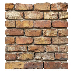 Obraz premium Rustic Red Brick Wall Texture Isolated on Transparent Background