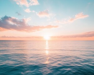 Obraz premium Serene Sunrise Over Calm Ocean in Pastel Hues