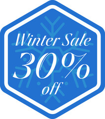 Winter Sale Thirty Percent Discount Vector Sticker Tag