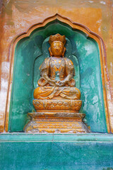 glazed Buddha on the wall of the Wisdom-Sea Temple, The Liangless Buddha Temple at the top of Wanshou Mountain in Summer Palace in Beijing.