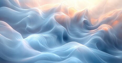 Fototapeta premium Ethereal Abstract Art with Light Waves in Pale Blue and White