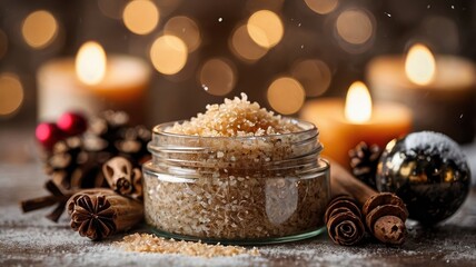 Body scrub Christmas holiday background