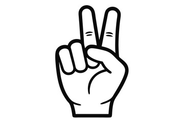 Obraz premium hand with finger, hand with thumb up, line art hand finger up, two fingers up line art vector on white background