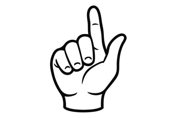 hand with finger, hand with thumb up, line art hand finger up, one fingers up line art vector on white background