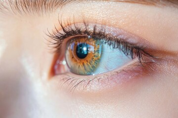 Close-up of a Woman's Eye with Makeup and Eyelashes