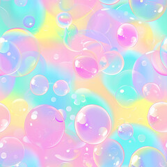 Pastel Rainbow Bubbles Seamless Pattern