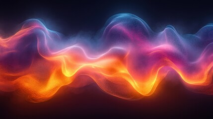 Obraz premium Vibrant Abstract Neon Waves with Smooth Gradients and Fluid Motion in Dark Background