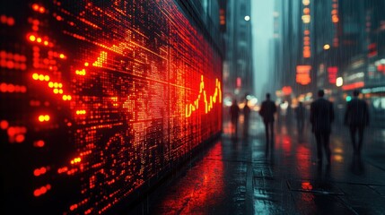 Obraz premium Stock Market Crash Under Cyberpunk Lights Amidst Business Discussion