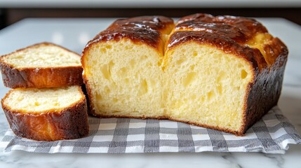Delicious Golden Brioche Loaf Sliced Bread Bakery Homemade Dessert