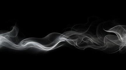 Obraz premium Abstract smoke trails creating a mystical atmosphere on a shadowy black background isolated on white background
