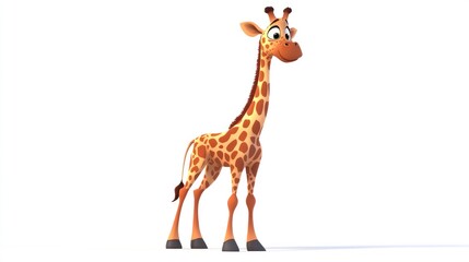 Obraz premium Cartoon giraffe with a friendly expression and vibrant colors 