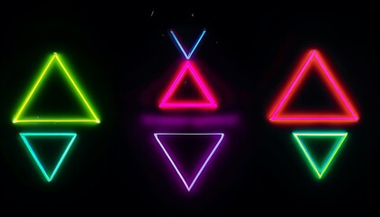 Fototapeta premium multiple neon triangles on a black backdrop
