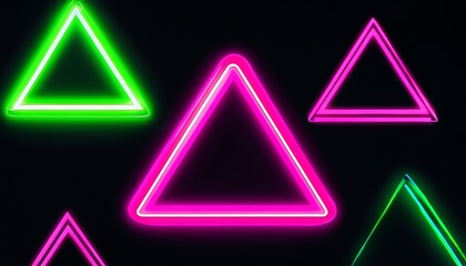multiple neon triangles on a black backdrop