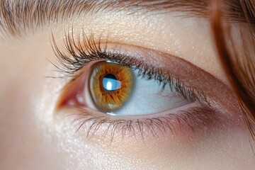 Obraz premium Close-Up Portrait of a Woman's Eye with Make-Up and Contact Lens