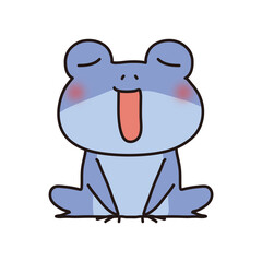 歌っている青い蛙