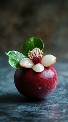 mangosteen isolated on metal background