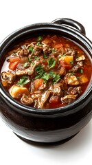 Food, Tripe Stew, on White Background, Photo Realistic, Wallpaper, Cover and Screen for Smartphone, PC, Laptop, 9:16 and 16:9 Format