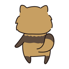 後ろを向いているタヌキ