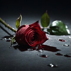 red rose with water drops
