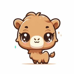 Fototapeta premium Chibi Camel Illustration in Flat Style on White Background