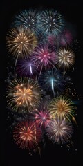 Obraz premium Bright fireworks on a black background.