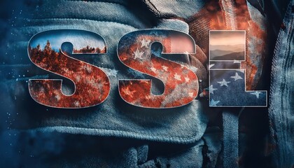 Creative SSL Text Design with American Flag Elements