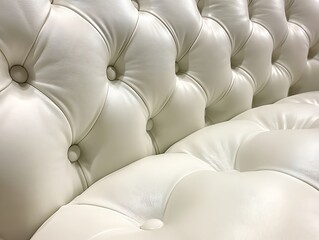 Obraz premium Close-Up of Luxurious White Tufted Leather Upholstery with Diamond-Shaped Button Pattern, Highlighting Soft Texture and Elegant Design for Interior Inspiration