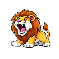 Obraz premium Cute Roaring Lion Cub Cartoon Illustration | Cartoon Animals