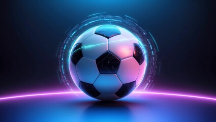 Fototapeta premium Futuristic 8K Digital Wallpaper with Abstract Ball and Neon Circuitry Design in Electric Blue and Purple