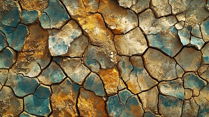Cracked dry earth texture, highlighting the environmental crisis brought about by global warming and the degradation of once fertile land