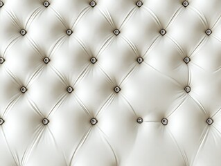 Fototapeta premium Close-Up of Luxurious White Tufted Leather Upholstery with Diamond-Shaped Button Pattern, Highlighting Soft Texture and Elegant Design for Interior Inspiration