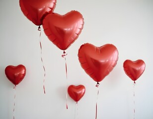 Heart Balloon. Red helium balloon. Glossy, shiny with reflection foil balloon. Red color. Good for anniversary wedding, celebration birthday. Happy St. Valentine's day. Love symbol. Party Decoration