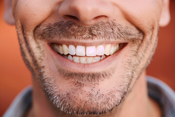 Fototapeta premium Smile just mouth visible middle-aged man stock photo