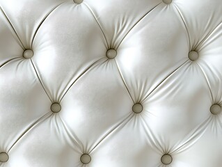 Naklejka premium Close-Up of Luxurious White Tufted Leather Upholstery with Diamond-Shaped Button Pattern, Highlighting Soft Texture and Elegant Design for Interior Inspiration