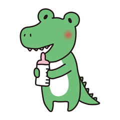 Obraz premium ミルクを飲む赤ちゃんワニ