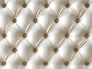Fototapeta premium Close-Up of Luxurious White Tufted Leather Upholstery with Diamond-Shaped Button Pattern, Highlighting Soft Texture and Elegant Design for Interior Inspiration