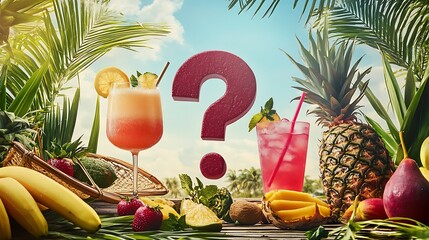 Tropical fruit drinks dilemma pink or orange?.