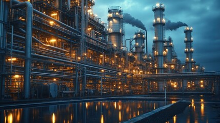 Fototapeta premium multiple filtration pools and pipelines at industrial waste water treatment plant