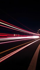 Night Highway Light Trails Streaks Of Red And White