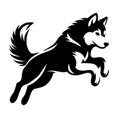 Jumping Siberian Husky Silhouette © KayBeeSVGs