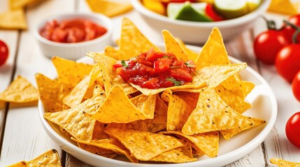 Mexican Food with Colorful Dishes and Rich Flavors, Tacos, Burritos, Salsa on the Table, Ready to Delight Your Taste Buds