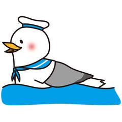 泳いでいるカモメの青い水兵さん3