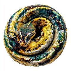 Fototapeta premium A close-up of a colorful, coiled snake showcasing its vibrant scales.