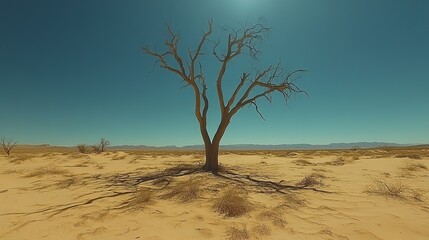 Dead trees standing tall amid the desert dunes, a harsh reminder of the environment&rsquo;s unrelenting conditions