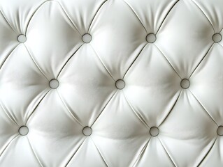 Fototapeta premium Close-Up of Luxurious White Tufted Leather Upholstery with Diamond-Shaped Button Pattern, Highlighting Soft Texture and Elegant Design for Interior Inspiration