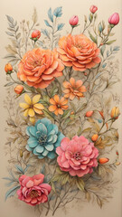 Oil Painting Flowers on a Canvas - Generated by AI.